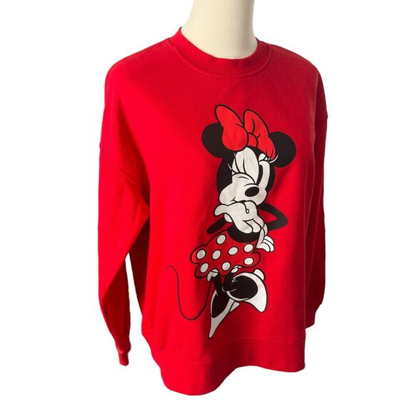 Disney Authentic Minnie Mouse Vintage Graphic Crewneck Sweatshirt Red Streetwear - Picture 8 of 12